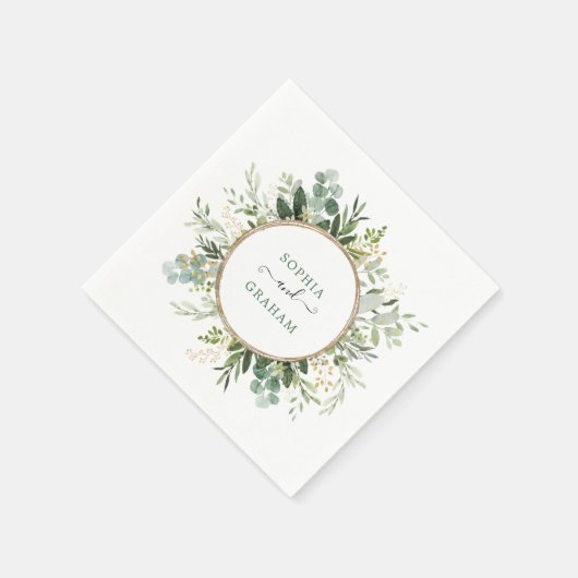 Serviette En Papier Chic Sage Green Gold Garden Mariage (Coin)
