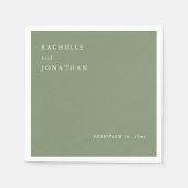 Serviette En Papier Chic Sage Vert Blanc Simple Mariage serviettes (Devant)