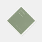 Serviette En Papier Chic Sage Vert Blanc Simple Mariage serviettes (Coin)