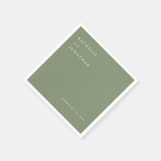 Serviette En Papier Chic Sage Vert Blanc Simple Mariage serviettes (Coin)