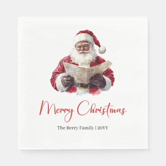 Serviette En Papier Chic Santa Claus Trendy Editable Christmas Napkin (Devant)
