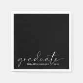 Serviette En Papier Chic Script Black Graduation Party (Devant)