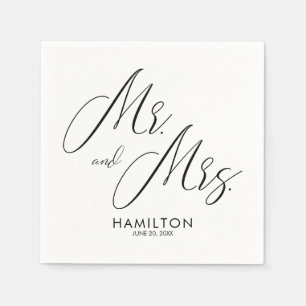 Serviette En Papier Chic Script Mr & Mrs Wedding Reception Napkins