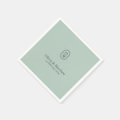 Serviette En Papier Chic Seafoam Green Modern Wedding Monogram Wedding (Coin)