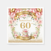 Serviette En Papier Chic serviettes Boho pour 60e anniversaire de fête (Devant)