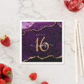 Serviette En Papier Chic Sweet 16 Purple Gold Agate Personnalisé Nom P (En situation)
