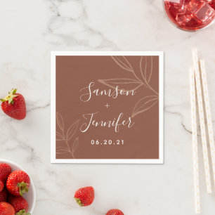 Serviette En Papier Chic Terracotta avec Mariage feuille