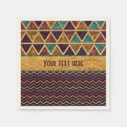 Serviette En Papier Chic Triangles Chevrons Fake Parties scintillant G (Devant)