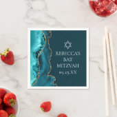 Serviette En Papier Chic Turquoise Gold Agate Bat mitzvah Party (En situation)