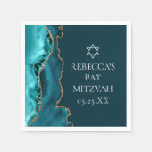 Serviette En Papier Chic Turquoise Gold Agate Bat mitzvah Party (Devant)