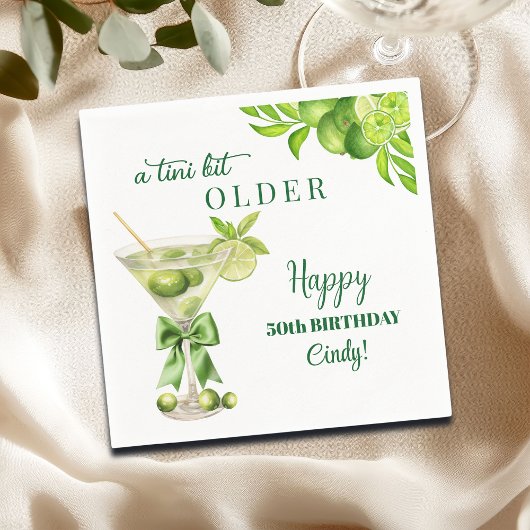 Serviette En Papier Chic Un Peu Plus Âgé Lime Martini 50e Anniversaire