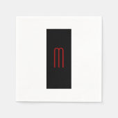 Serviette En Papier Chic Unique Monogramme Noir Blanc Plaine Simple (Devant)