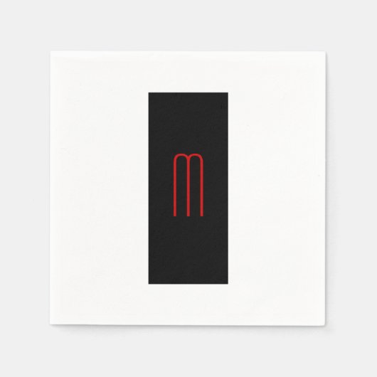 Serviette En Papier Chic Unique Monogramme Noir Blanc Plaine Simple (Devant)