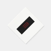 Serviette En Papier Chic Unique Monogramme Noir Blanc Plaine Simple (Coin)