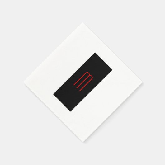 Serviette En Papier Chic Unique Monogramme Noir Blanc Plaine Simple (Coin)