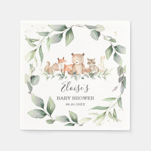 Serviette En Papier Chic verdure Bois Animaux Baby shower Neutre