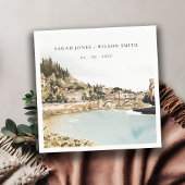 Serviette En Papier Chic Vérone Adige River Italie Mariage d'aquarelle