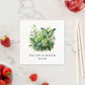 Serviette En Papier Chic Vert Hydrangea Floral Butal Mariage (En situation)