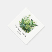 Serviette En Papier Chic Vert Hydrangea Floral Butal Mariage (Coin)