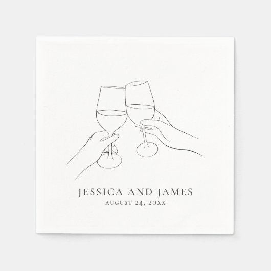 Serviette En Papier Chic Vin Engagment + Mariage (Devant)