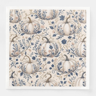 Serviette En Papier Chic Vintage Citrouille Ivoire Floral Chinoiserie