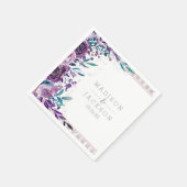 Serviette En Papier Chic violet Floral et Mariage de monogramme d'arge (Coin)