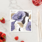 Serviette En Papier Chic violet violet pavot tan feuille vaisselle (En situation)