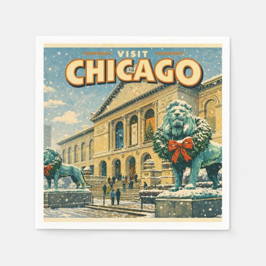 Serviette En Papier Chicago Art Institute in winter poster (Devant)