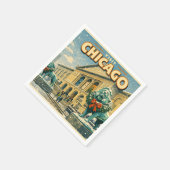 Serviette En Papier Chicago Art Institute in winter poster (Coin)