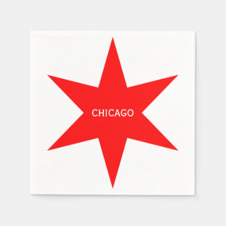 Serviette En Papier "CHICAGO" - Chicago Drapeau rouge 6 points étoile