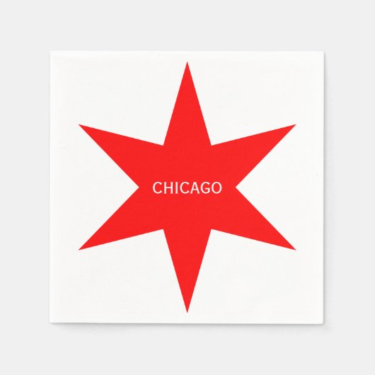 Serviette En Papier "CHICAGO" - Chicago Drapeau rouge 6 points étoile (Devant)