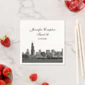 Serviette En Papier Chicago Etched Look Skyline Sweet 16 (En situation)