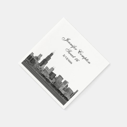Serviette En Papier Chicago Etched Look Skyline Sweet 16 (Coin)