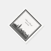 Serviette En Papier Chicago Skyline #2 Etched Framed Mariage (Coin)