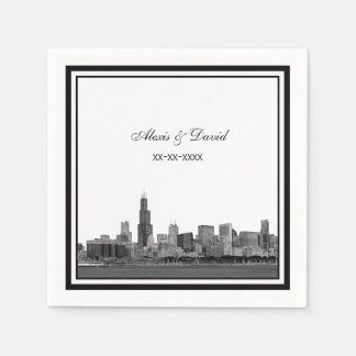 Serviette En Papier Chicago Skyline #2 Gravé Cadre Mariage