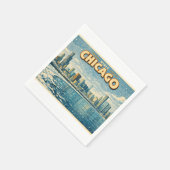 Serviette En Papier Chicago skyline and Lake Michigan in winter  (Coin)