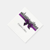Serviette En Papier Chicago Skyline Etted BW Purple Napkins (Coin)