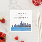 Serviette En Papier Chicago Skyline Mariage personnalisé serviettes (En situation)
