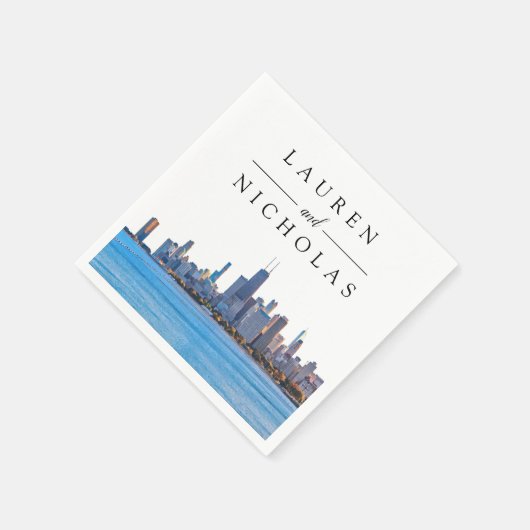 Serviette En Papier Chicago Skyline Mariage personnalisé serviettes (Coin)