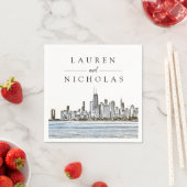 Serviette En Papier Chicago Skyline Mariage personnalisé serviettes (En situation)