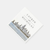 Serviette En Papier Chicago Skyline Mariage personnalisé serviettes (Coin)