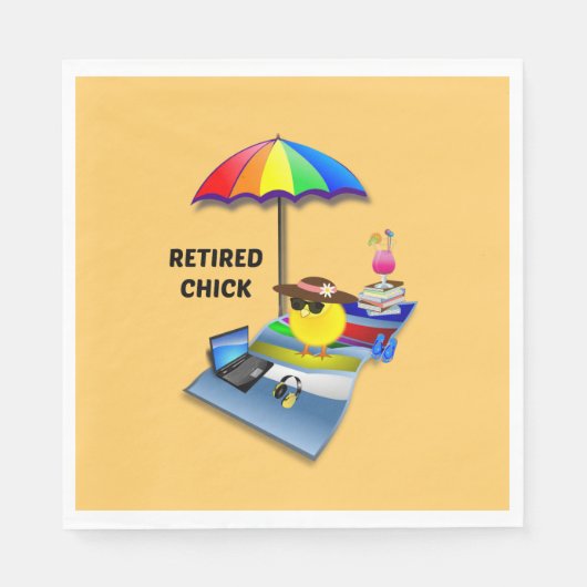Serviette En Papier Chick retraité, coloré et mignon, (Devant)
