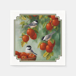 Serviette En Papier Chickadee Birds Apple Harvest