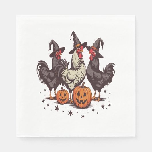 Serviette En Papier Chicken sorcière Citrouille d'Halloween automne (Devant)