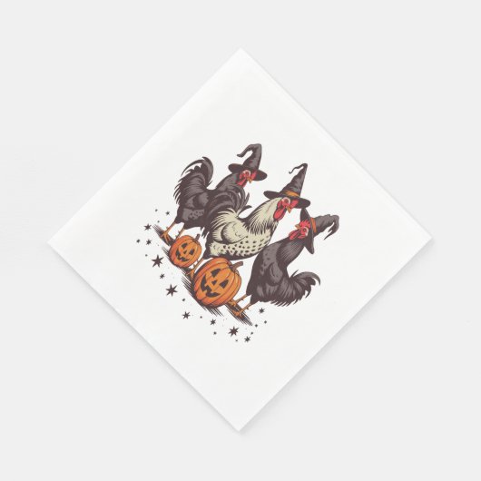 Serviette En Papier Chicken sorcière Citrouille d'Halloween automne (Coin)