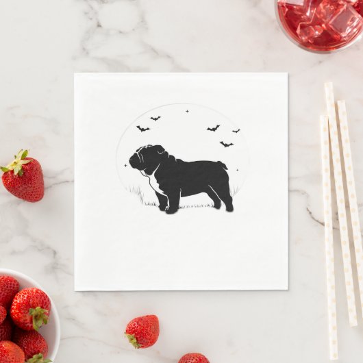 Serviette En Papier Chien à Chien - Halloween Moon Silhouette Ov (En situation)