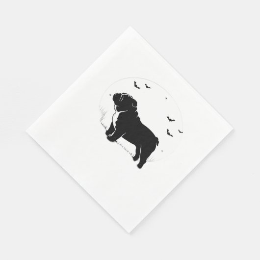 Serviette En Papier Chien à Chien - Halloween Moon Silhouette Ov (Coin)