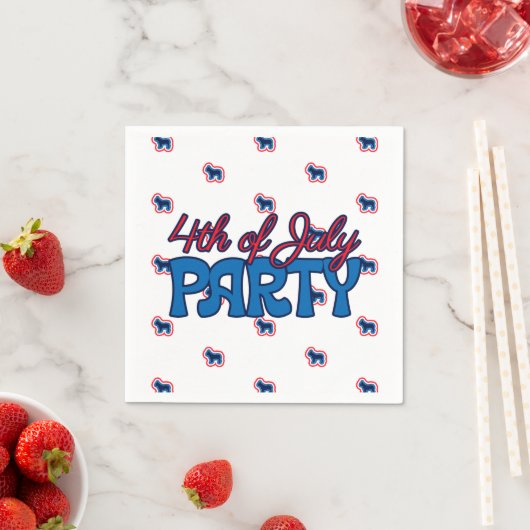 Serviette En Papier Chien À Chien Rouge Blanc Et Bleu 4 juillet (En situation)