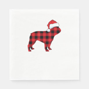 Serviette En Papier Chien à taureaux français de Noël Chapeau rouge de