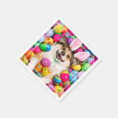 Serviette En Papier Chien allongé sur des œufs de Pâques (Coin)